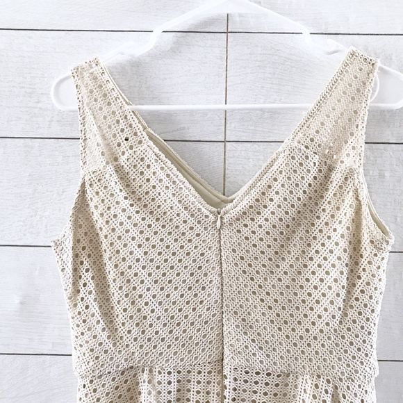 ❌SOLD❌ London Times Beige Eyelet Fit Flare Dress - Picture 6 of 8